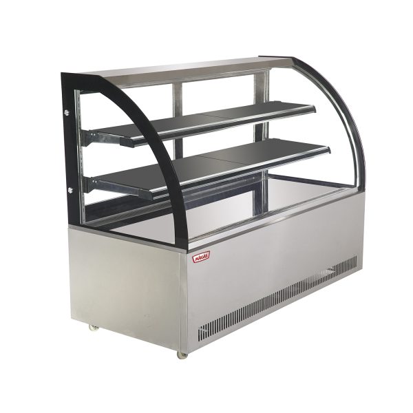 Vitrina Pastelera Curva 530 lts. 1500x700x1200 mm.